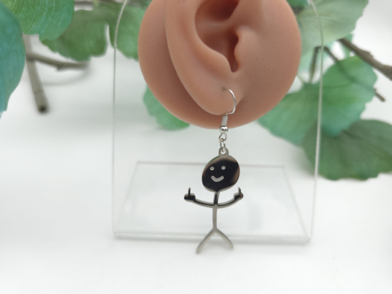 Preview: Männchen Stinkefinger Ohrringe Edelstahl